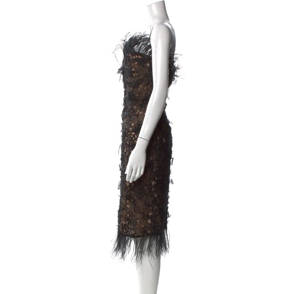 Oscar de la Renta F/W 2004 Silk Ostrich Feather Beaded Embellished Dress Sz 10 - Picture 5 of 13